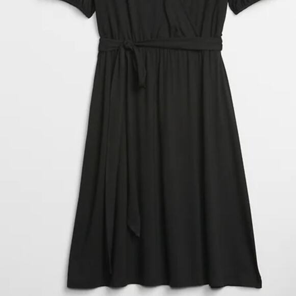 GAP Factory Black Short Sleeve Wrap Dress - Picture 6 of 16